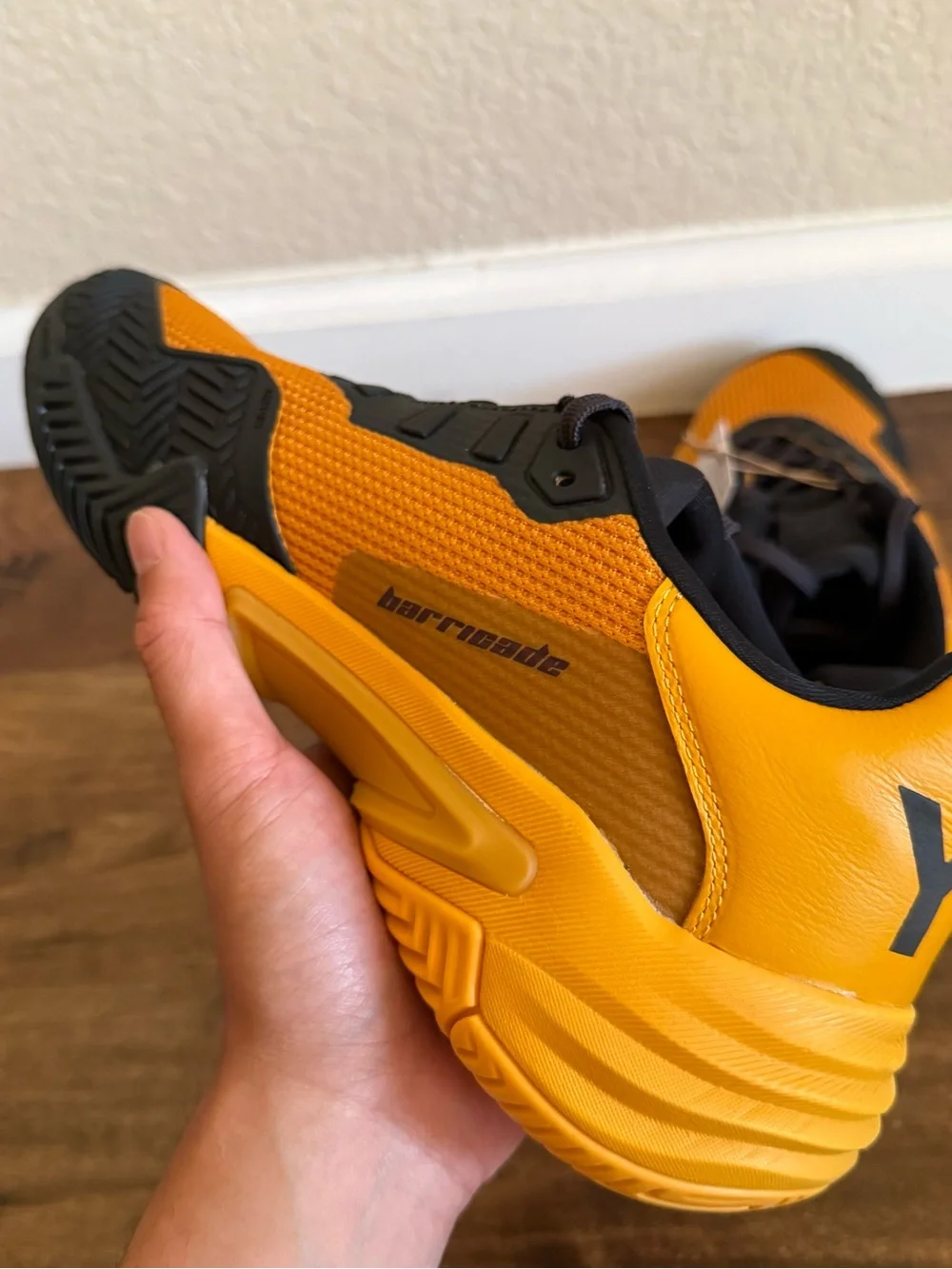Size 8- Adidas Y-3 Barricade 13 Collegiate Gold Black Tennis Shoes Men's